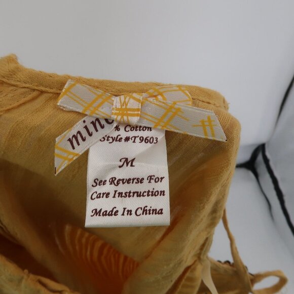 Mine Yellow Tank Top Embroidered Details Size Medium - Picture 2 of 9